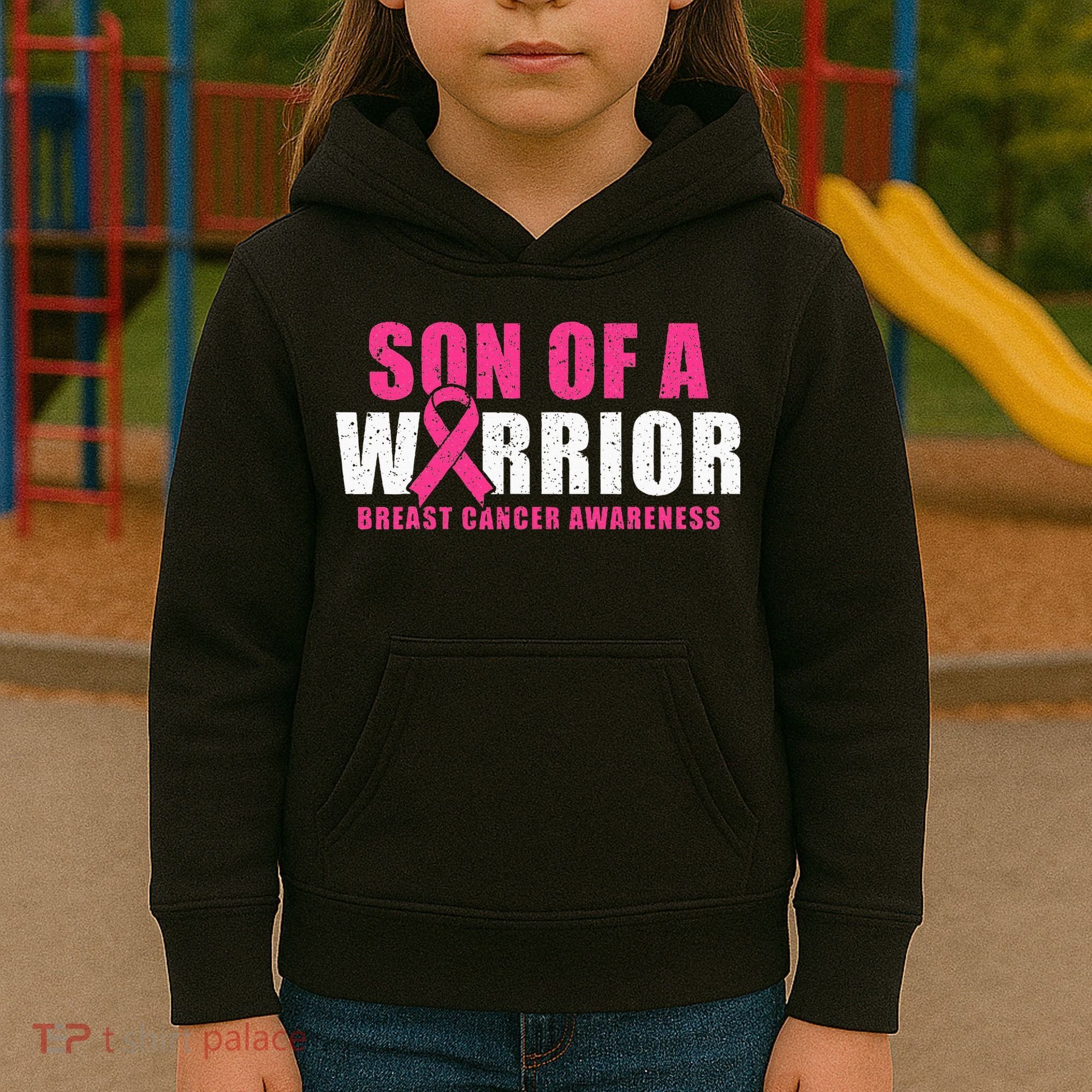 Son Of A Warrior Breast Cancer Awareness Kids Hoodie