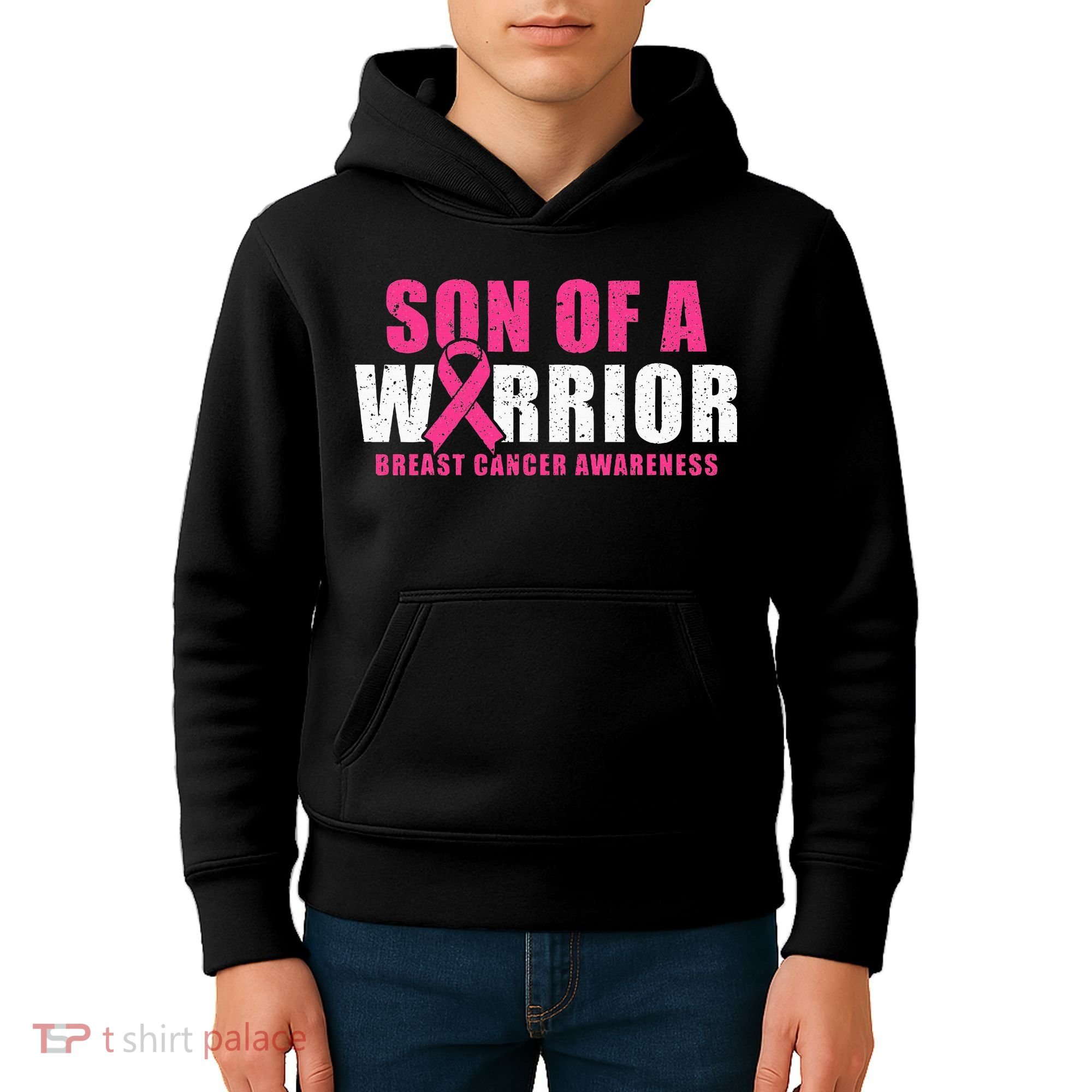 Son Of A Warrior Breast Cancer Awareness Kids Hoodie