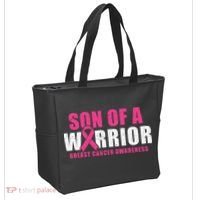 Son Of A Warrior Breast Cancer Awareness Tote Bag thumb 2