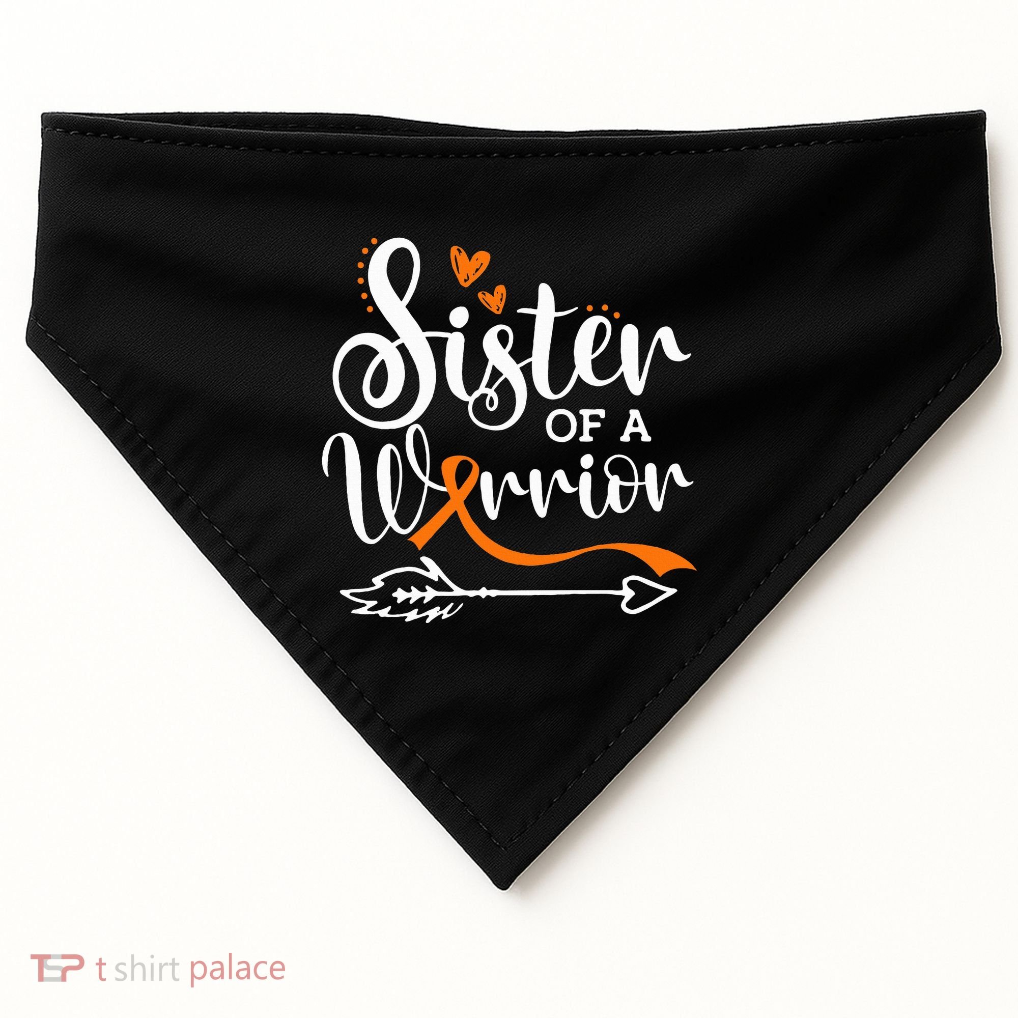 Sister Of A Warrior Orange Leukemia Cancer Awareness USA-Made Doggie Bandana