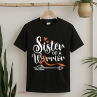 Sister Of A Warrior Orange Leukemia Cancer Awareness T-Shirt thumb 2