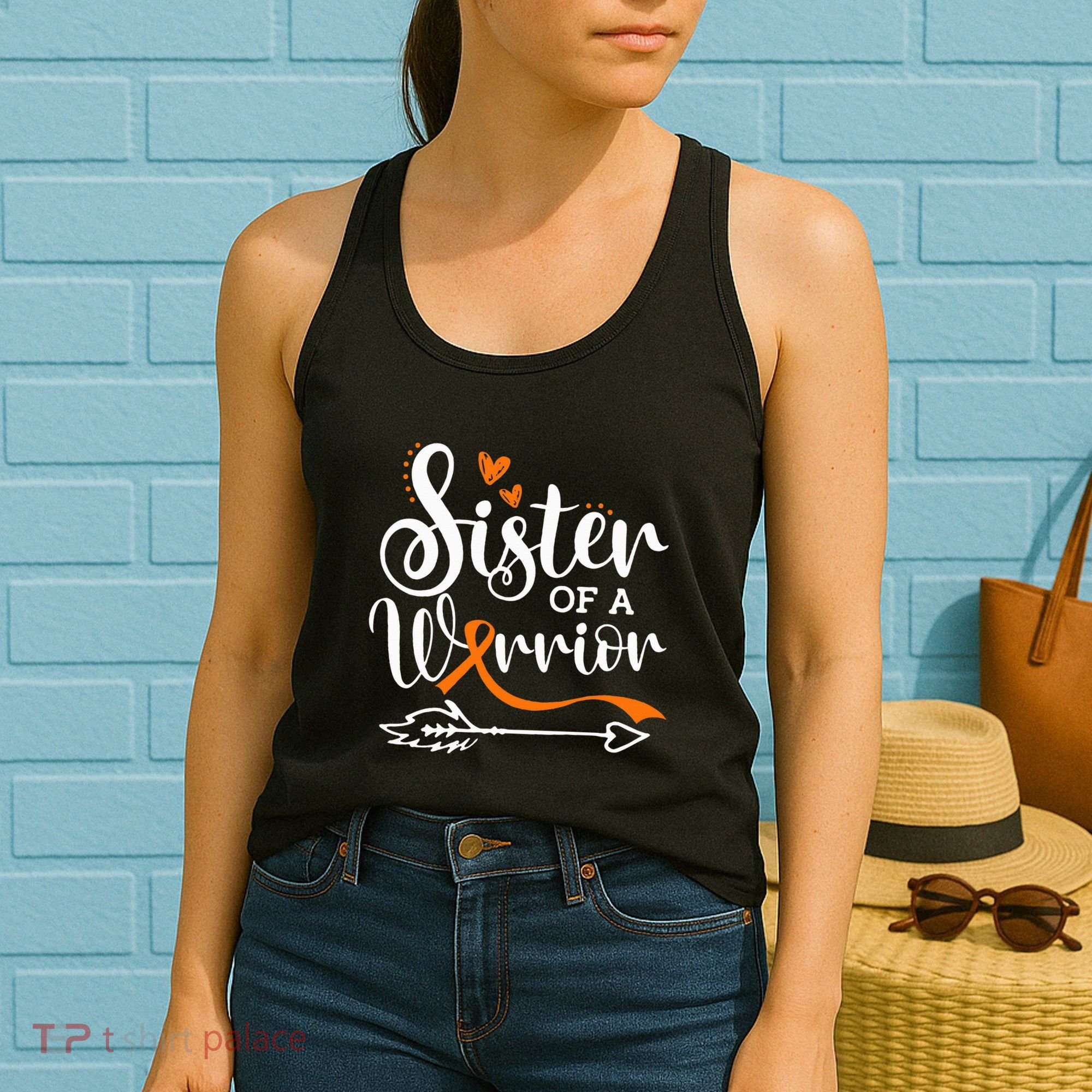 Sister Of A Warrior Orange Leukemia Cancer Awareness Women's Tank Top