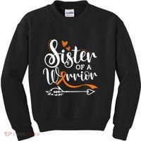 Sister Of A Warrior Orange Leukemia Cancer Awareness Kids Sweatshirt thumb 0