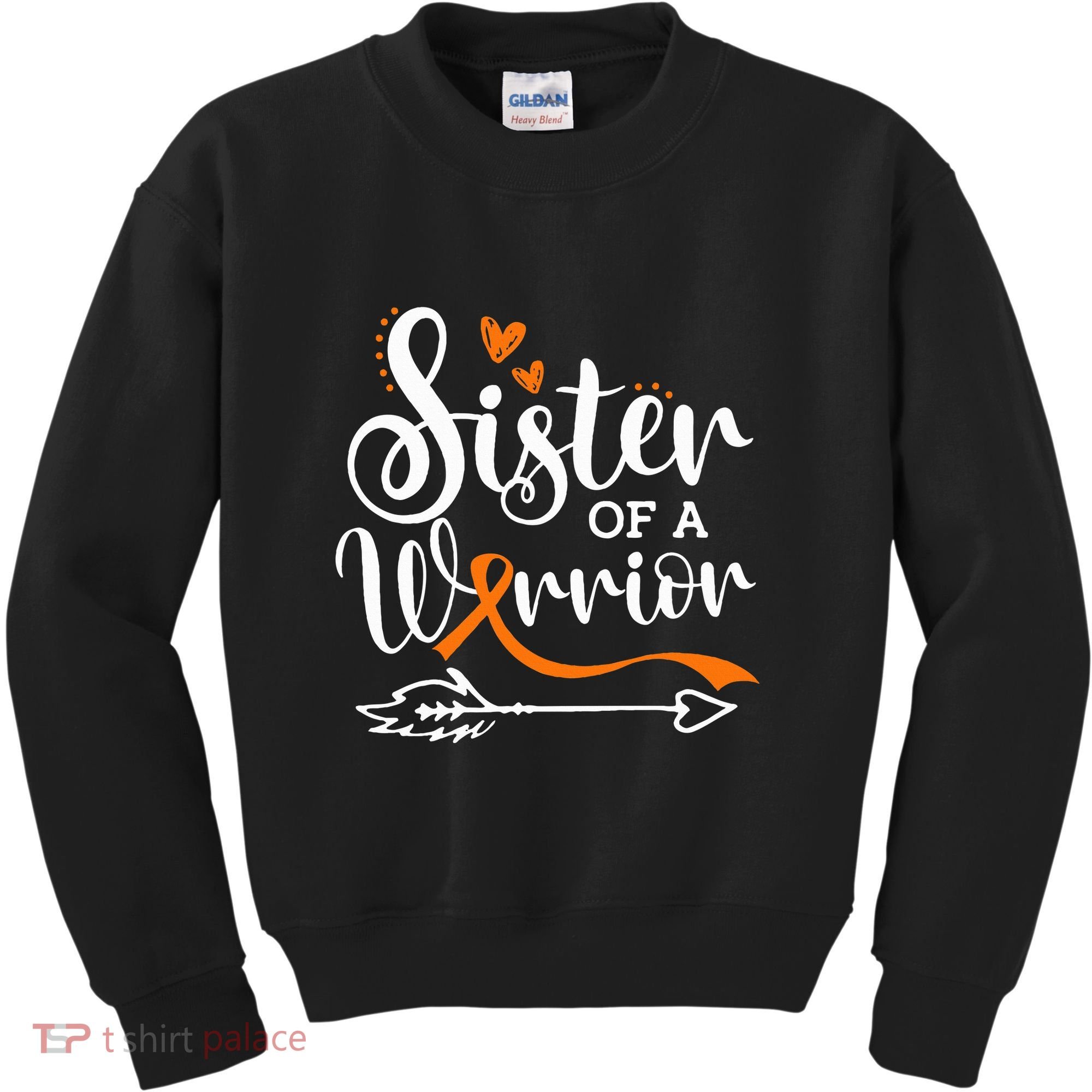Sister Of A Warrior Orange Leukemia Cancer Awareness Kids Sweatshirt