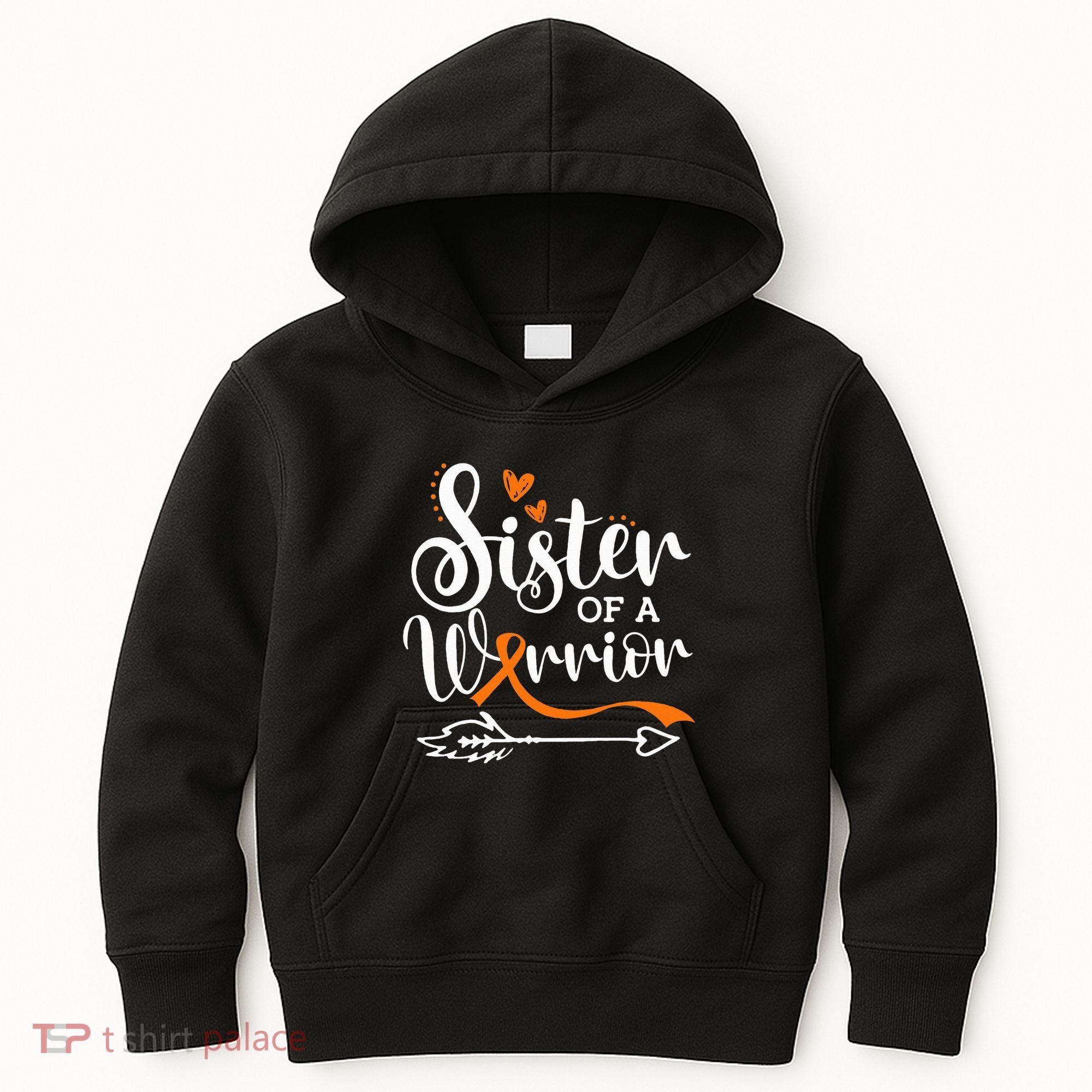 Sister Of A Warrior Orange Leukemia Cancer Awareness Kids Hoodie