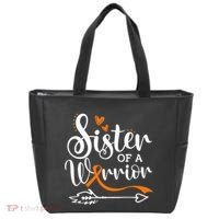 Sister Of A Warrior Orange Leukemia Cancer Awareness Tote Bag thumb 0