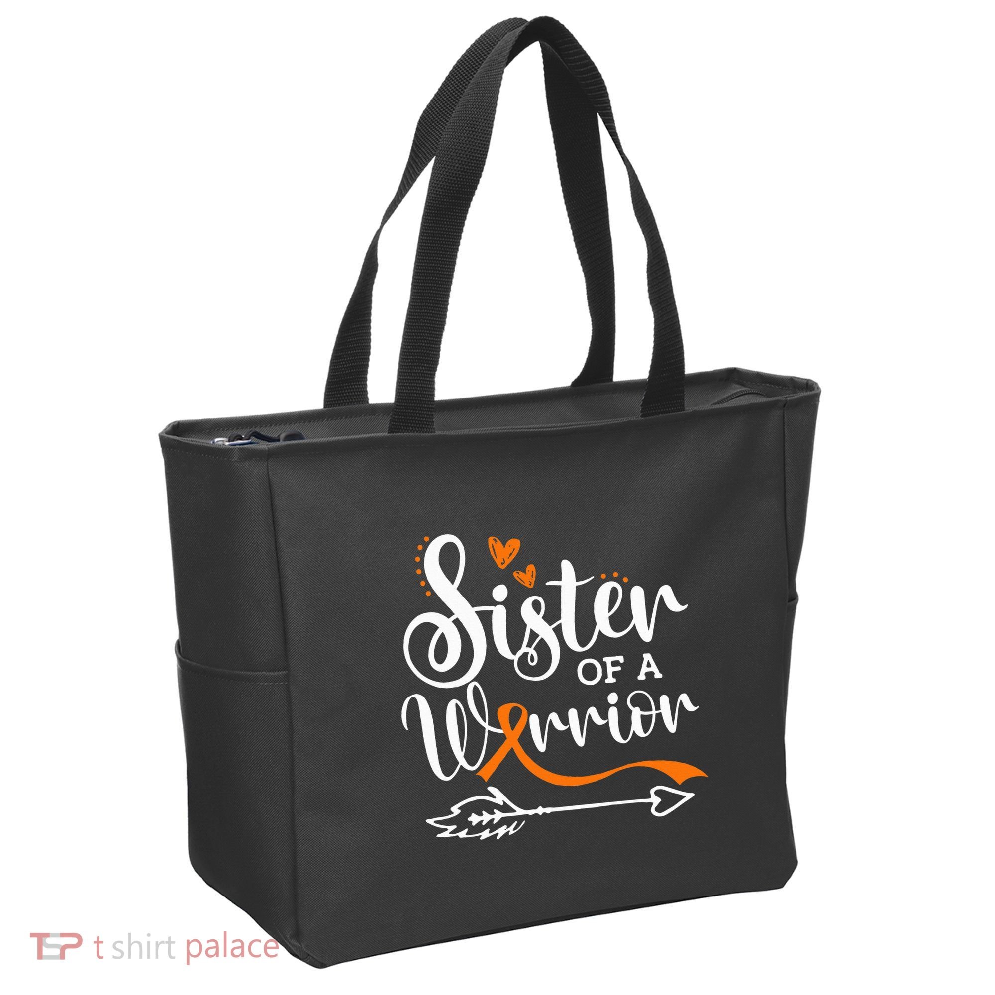 Sister Of A Warrior Orange Leukemia Cancer Awareness Tote Bag
