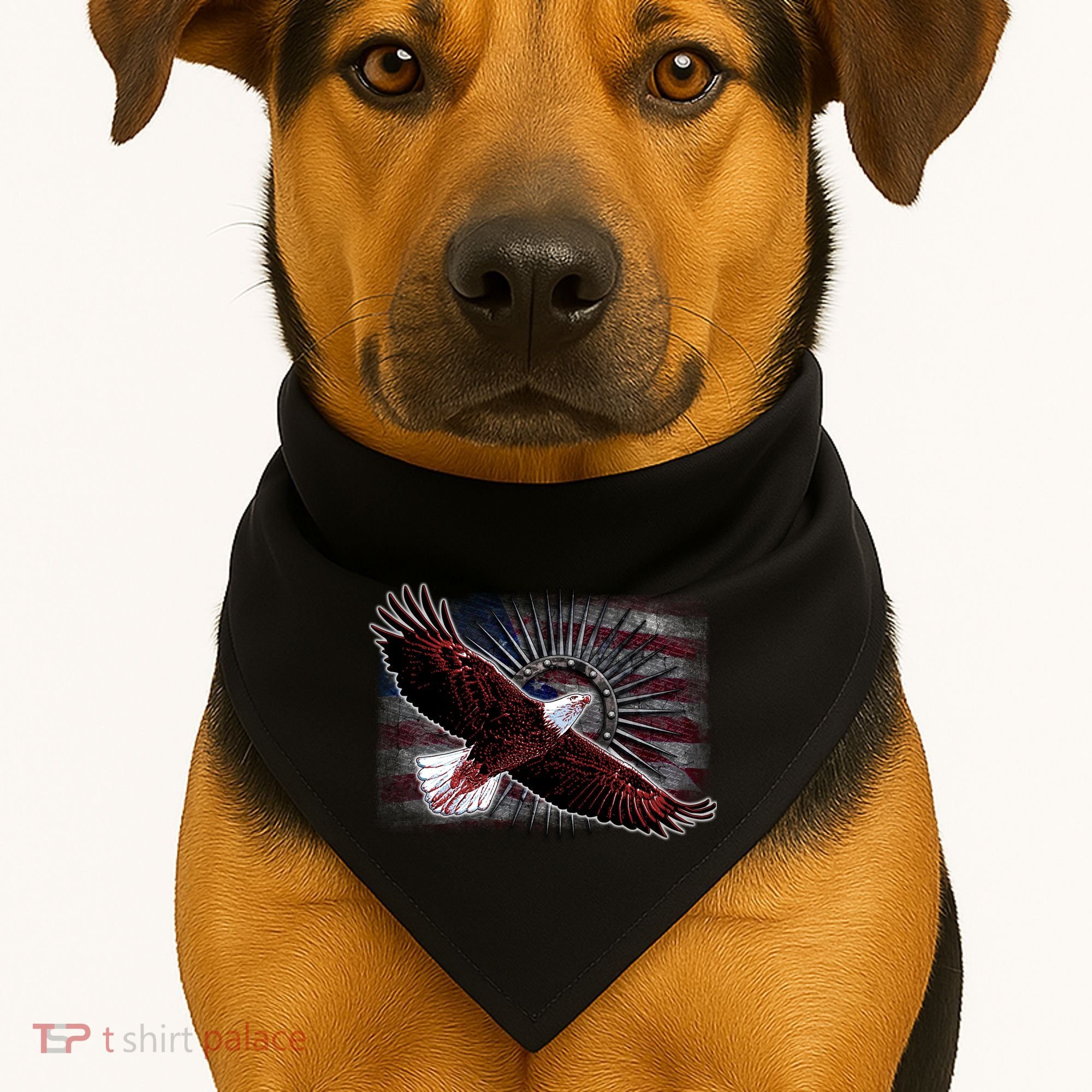 Soaring Metal Eagle American Flag USA-Made Doggie Bandana
