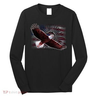 Soaring Metal Eagle American Flag Long Sleeve Shirt
