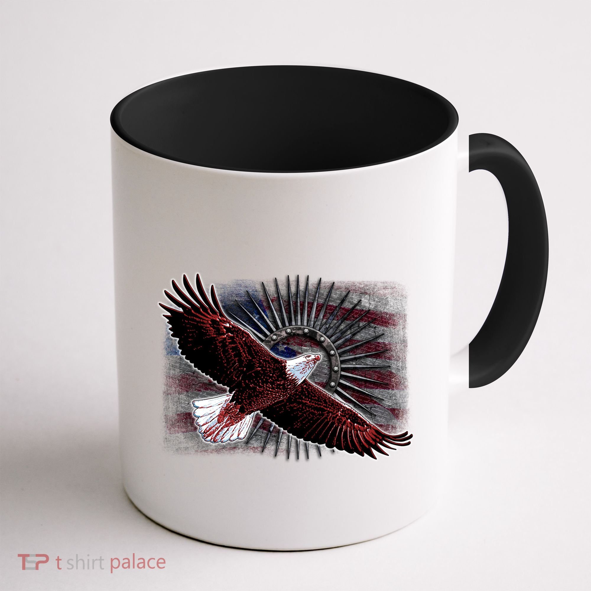 Soaring Metal Eagle American Flag Coffee Mug