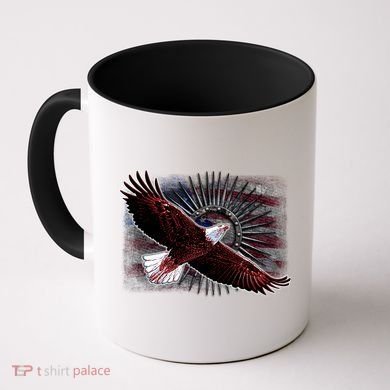 Soaring Metal Eagle American Flag Coffee Mug