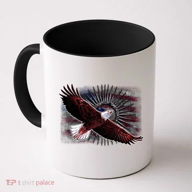 Soaring Metal Eagle American Flag Coffee Mug