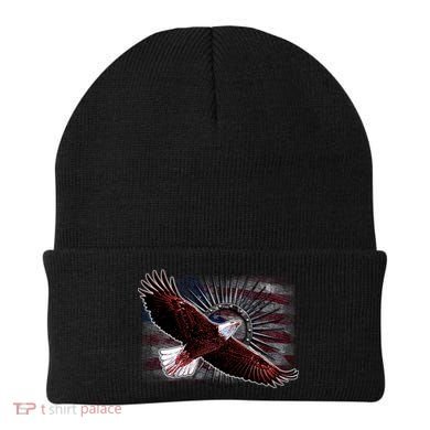 Soaring Metal Eagle American Flag Beanie