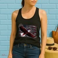 Soaring Metal Eagle American Flag Women's Tank Top thumb 2