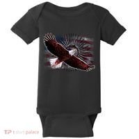 Soaring Metal Eagle American Flag Baby Bodysuit thumb 0