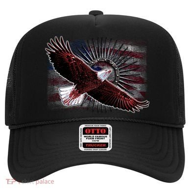 Soaring Metal Eagle American Flag Hat