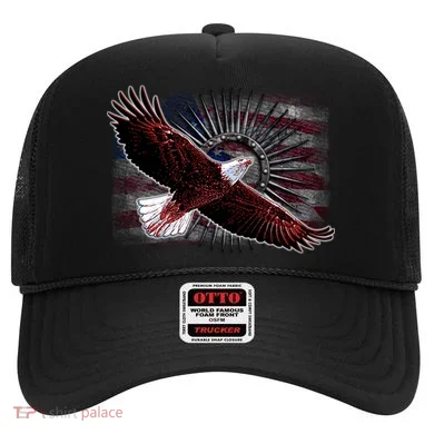 Soaring Metal Eagle American Flag Hat