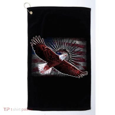 Soaring Metal Eagle American Flag Golf Towel