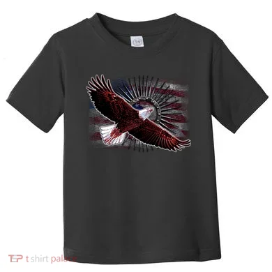 Soaring Metal Eagle American Flag Toddler T-Shirt