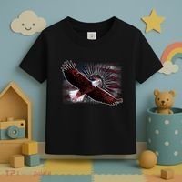 Soaring Metal Eagle American Flag Toddler T-Shirt thumb 3