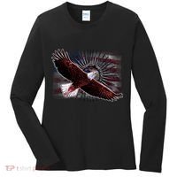 Soaring Metal Eagle American Flag Women's Long Sleeve Shirt thumb 0