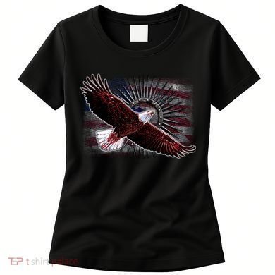 Soaring Metal Eagle American Flag Women's T-Shirt