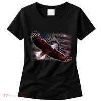 Soaring Metal Eagle American Flag Women's T-Shirt thumb 0