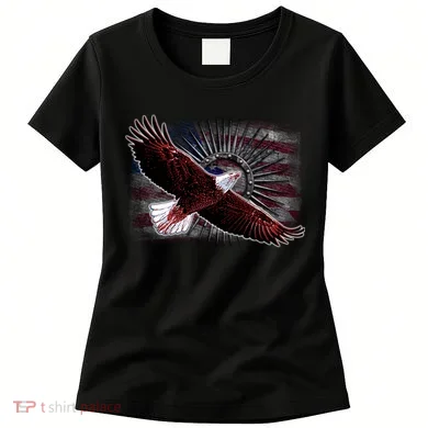 Soaring Metal Eagle American Flag Women's T-Shirt