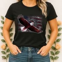 Soaring Metal Eagle American Flag Women's T-Shirt thumb 2