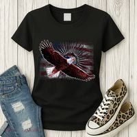 Soaring Metal Eagle American Flag Women's T-Shirt thumb 3