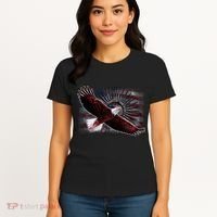 Soaring Metal Eagle American Flag Women's T-Shirt thumb 4