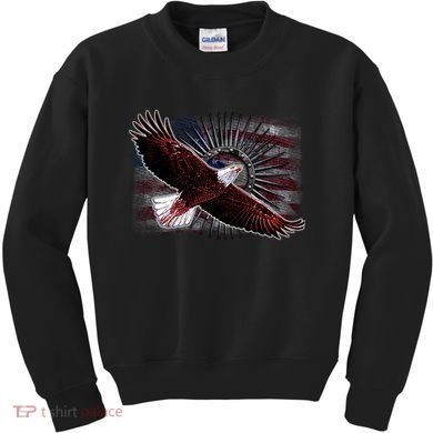 Soaring Metal Eagle American Flag Kids Sweatshirt