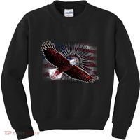 Soaring Metal Eagle American Flag Kids Sweatshirt thumb 0