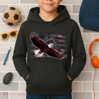 Soaring Metal Eagle American Flag Kids Hoodie thumb 2