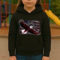 Soaring Metal Eagle American Flag Kids Hoodie thumb 3