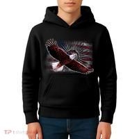Soaring Metal Eagle American Flag Kids Hoodie thumb 4
