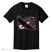 Soaring Metal Eagle American Flag Kids T-Shirt thumb 0