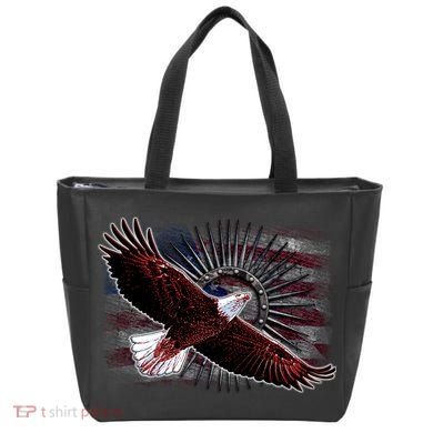 Soaring Metal Eagle American Flag Tote Bag