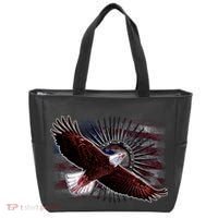 Soaring Metal Eagle American Flag Tote Bag thumb 0