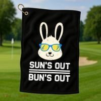 Suns Out Buns Out Funny Bunny Summer Quote Gift Golf Towel thumb 1