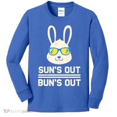 Suns Out Buns Out Funny Bunny Summer Quote Gift Kids Long Sleeve Shirt