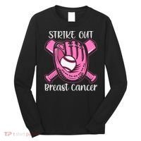 Strike Out Baseball Softball Pink Ribbon Breast Cancer Long Sleeve Shirt thumb 0