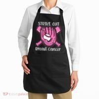 Strike Out Baseball Softball Pink Ribbon Breast Cancer Apron thumb 2