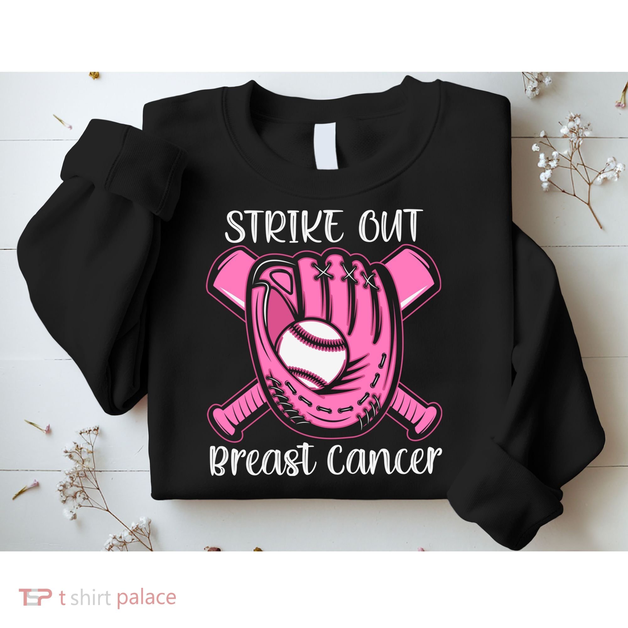 Strike Out Baseball Softball Pink Ribbon Breast Cancer Sweatshirt