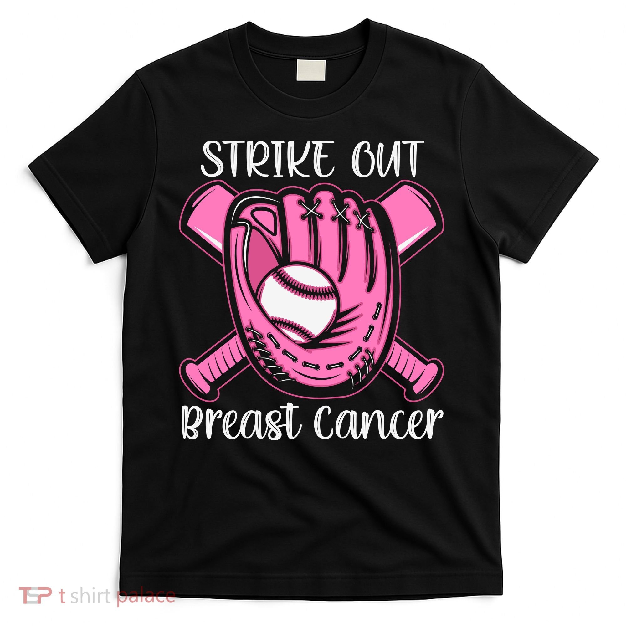 Strike Out Baseball Softball Pink Ribbon Breast Cancer T-Shirt