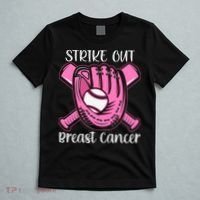 Strike Out Baseball Softball Pink Ribbon Breast Cancer T-Shirt thumb 5