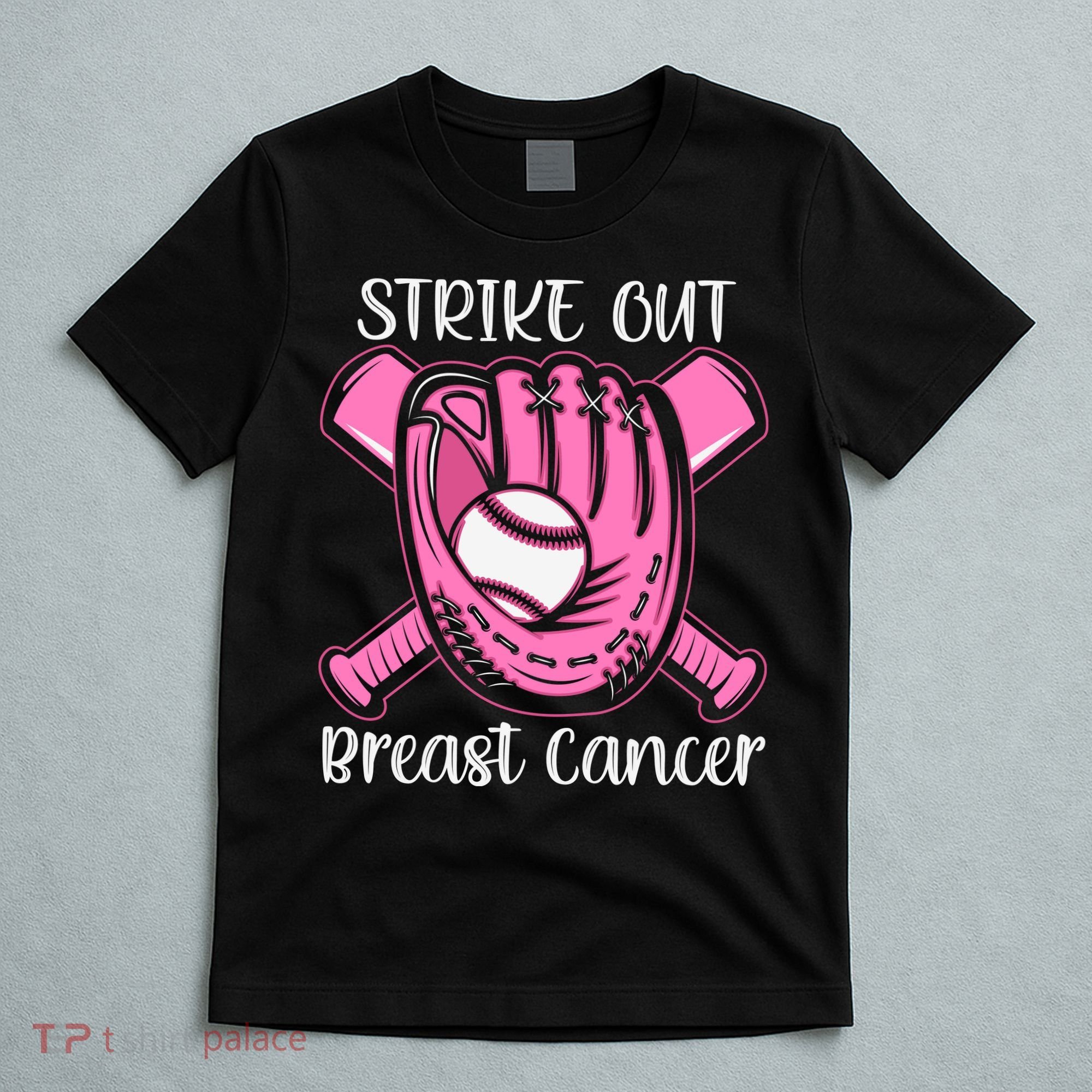 Strike Out Baseball Softball Pink Ribbon Breast Cancer T-Shirt