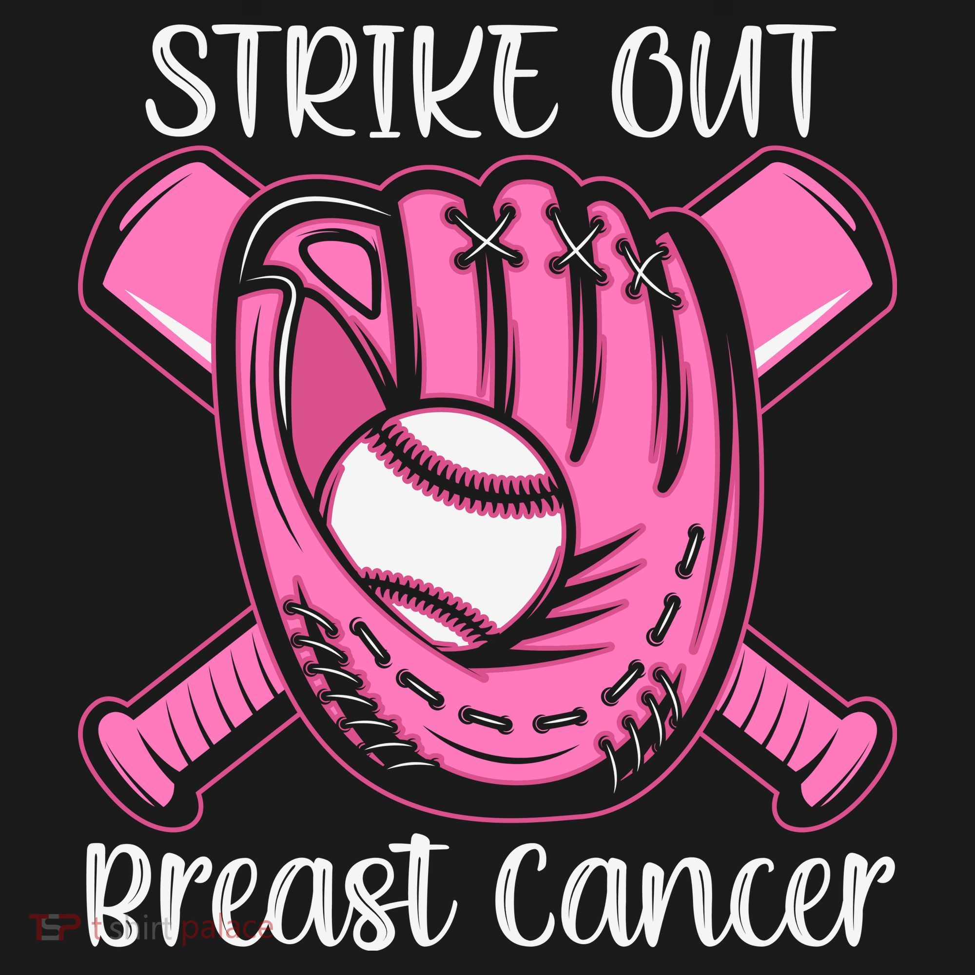 Strike Out Baseball Softball Pink Ribbon Breast Cancer T-Shirt