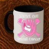 Strike Out Baseball Softball Pink Ribbon Breast Cancer Coffee Mug thumb 2