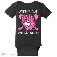 Strike Out Baseball Softball Pink Ribbon Breast Cancer Baby Bodysuit thumb 0